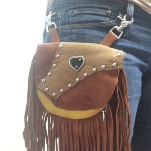 Hip Bag Company Western Leather Fringe Small Purse